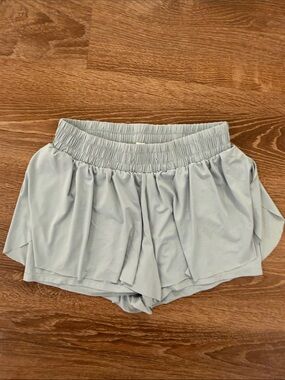 Light Gray Women's Athletic Ruffle Shorts